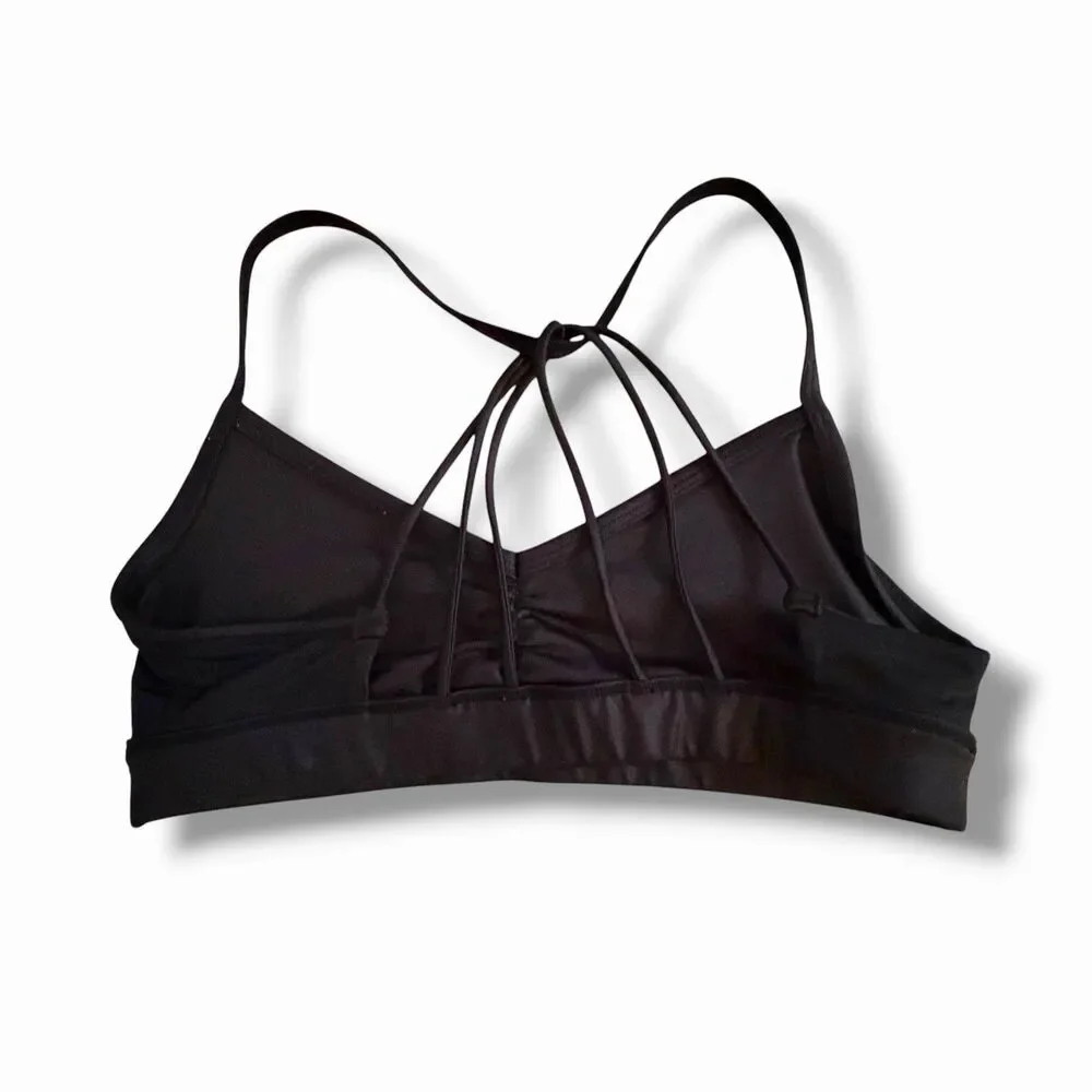 Alo Yoga Blue Sunny Strappy Sports Bra Small Black Glossy